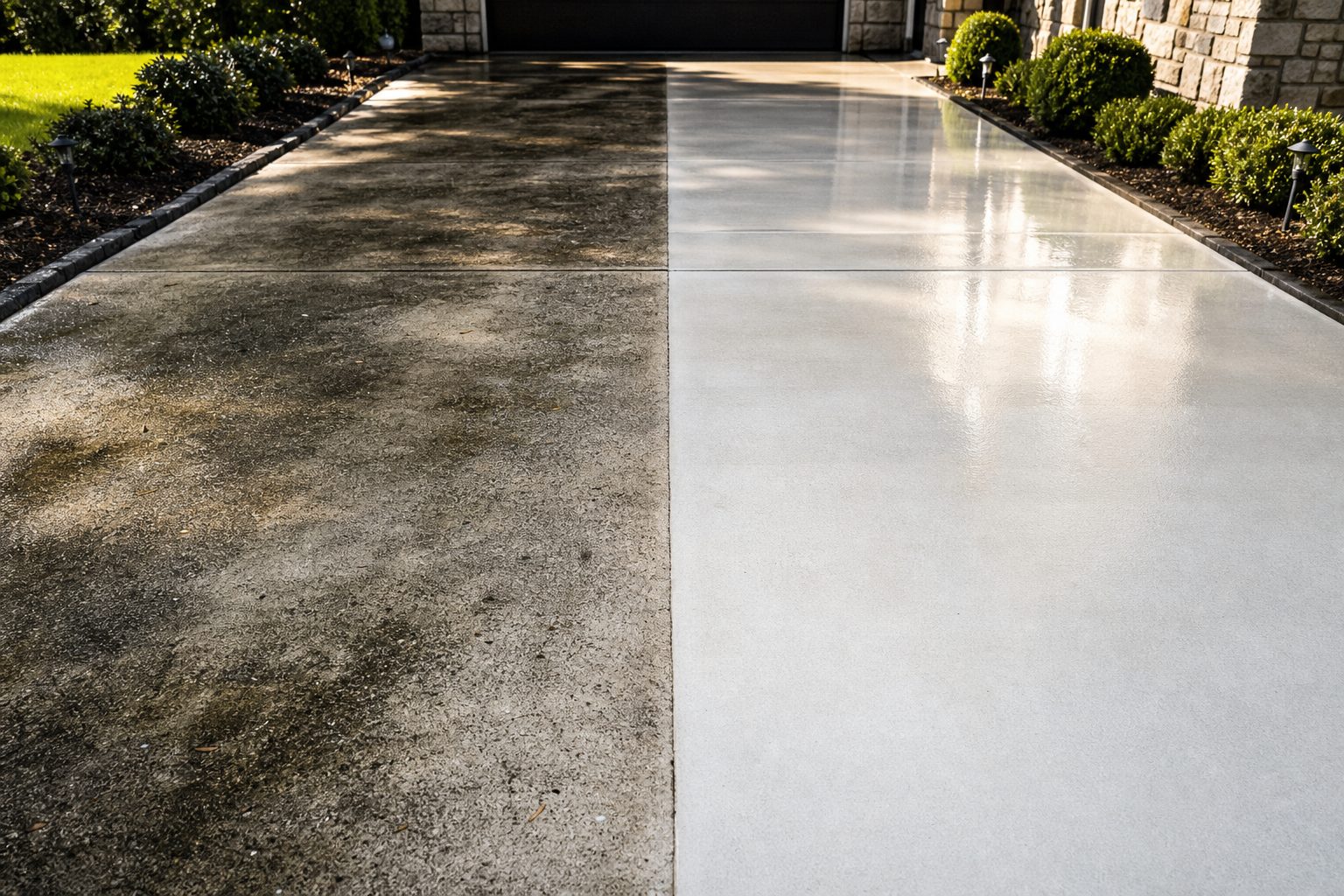 Pressure washing concrete restoration